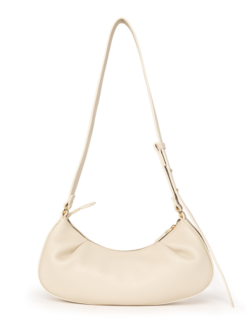 Dimple Moon Small Pebbled Leather Sesame 1