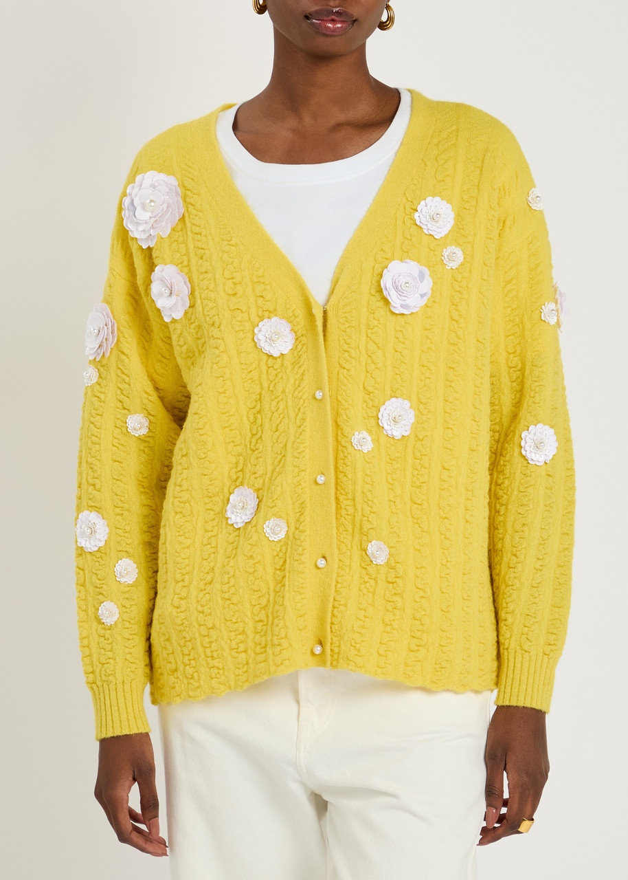 Bernadette Cammi Floral-embellished Wool-blend Cardigan - 2