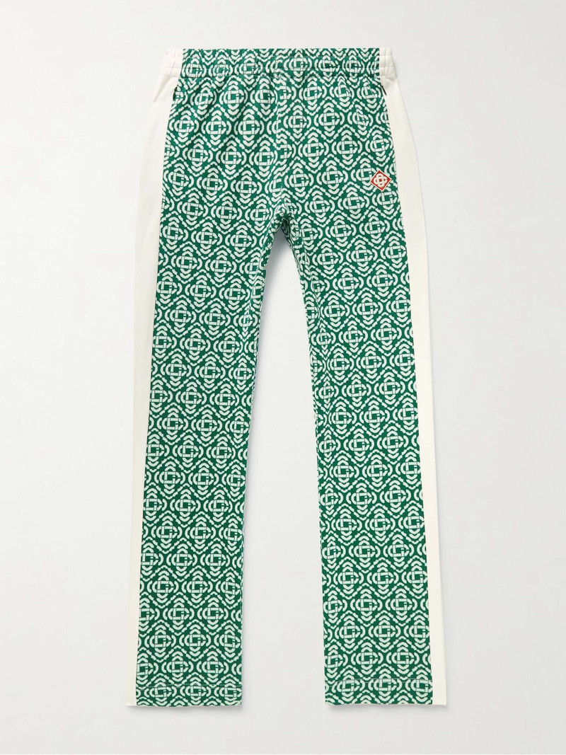 Straight-Leg Logo-Jacquard Cotton-Blend Track Pants 1