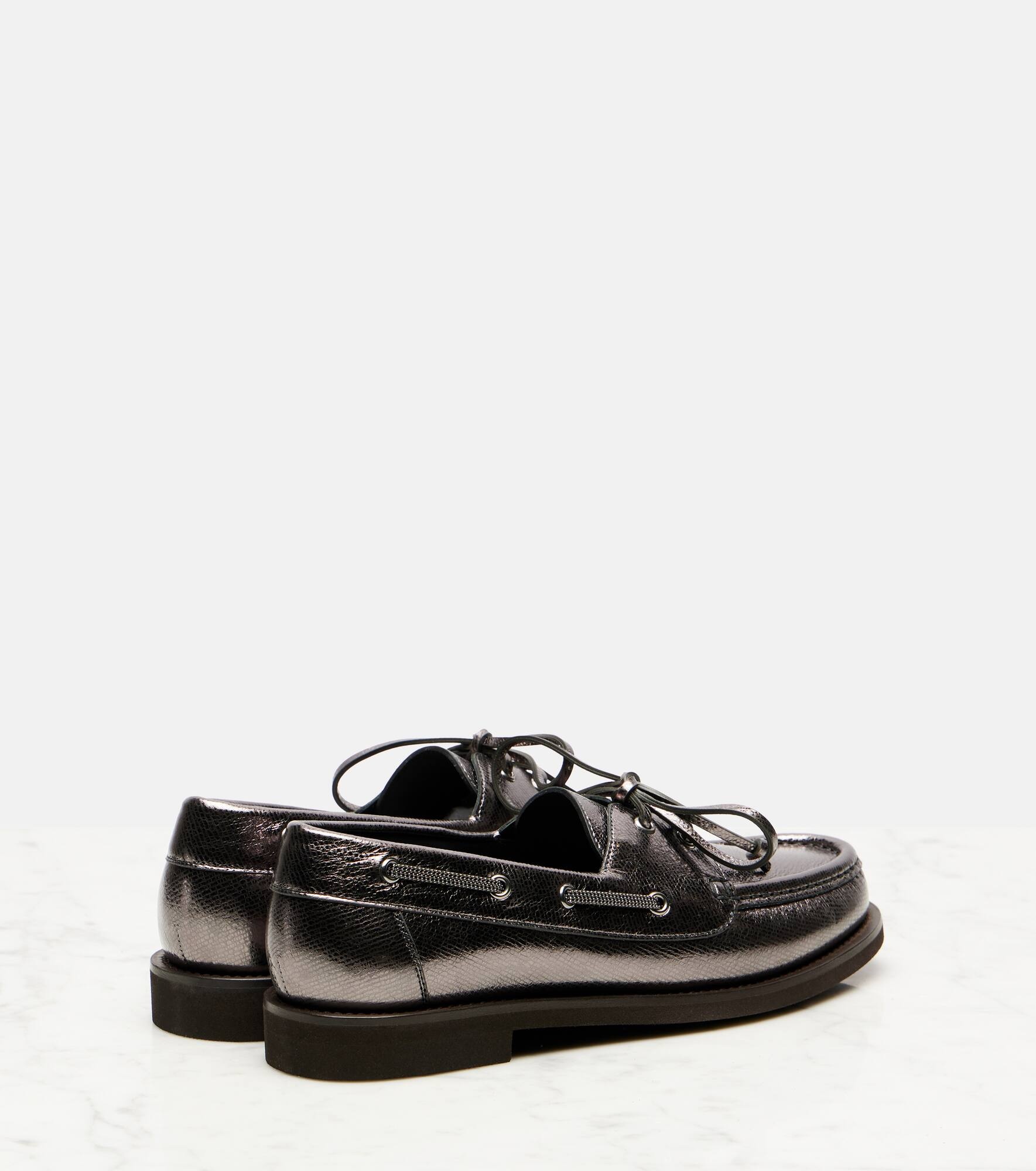 Monili metallic leather boat shoes - 2