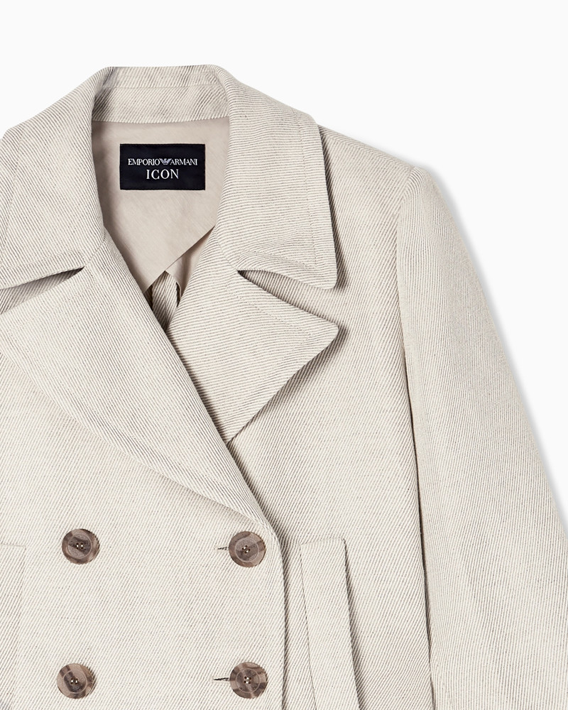 EMPORIO ARMANI DOUBLE-BREASTED PEA COAT IN LINEN BLEND CAVALRY TWILL outlook
