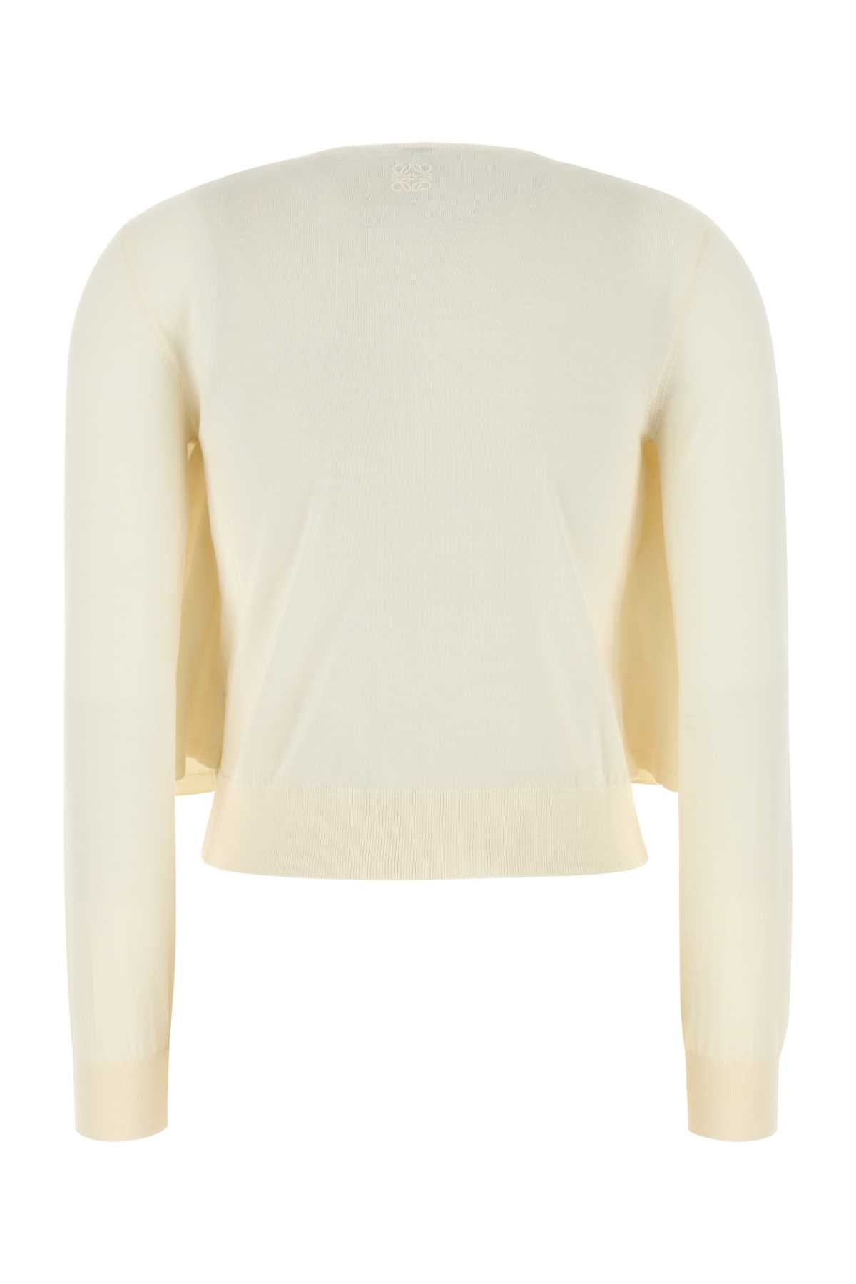 Loewe Women Cream Wool Cardigan - 2