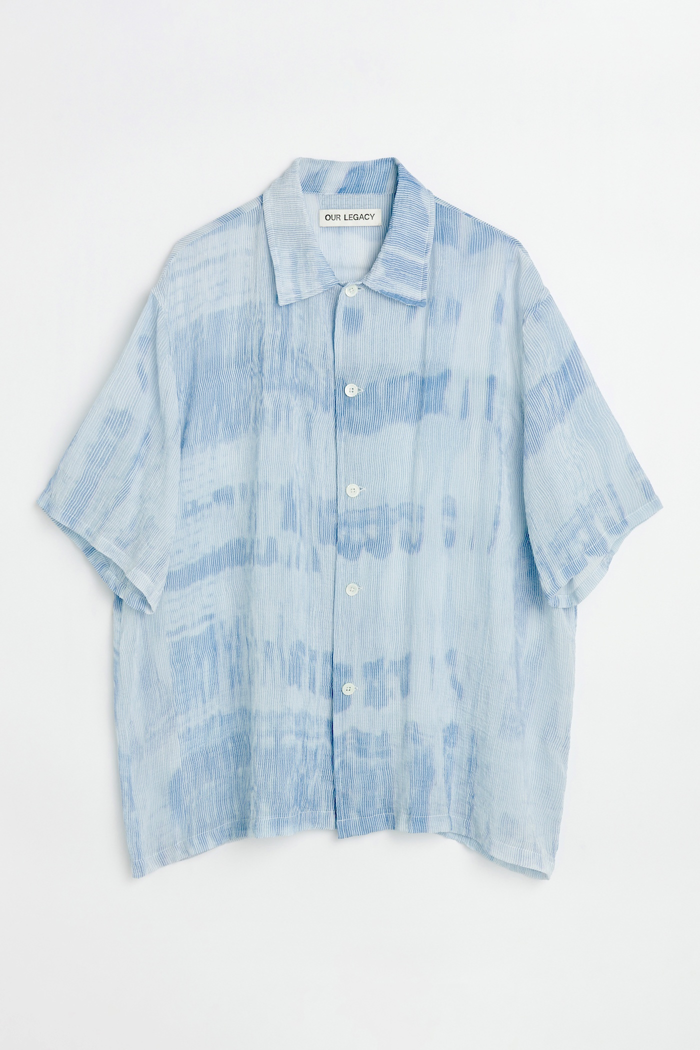 Box Shirt Shortsleeve Blue Brush Stroke Print - 7