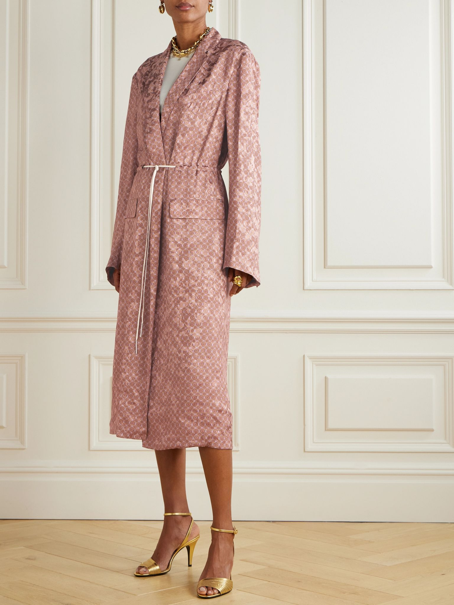 Rastino wool-jacquard coat Peach - 3