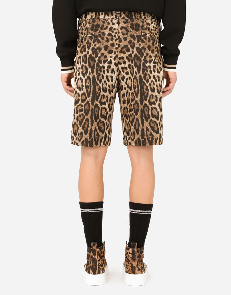 Stretch cotton bermuda shorts with leopard print - 3
