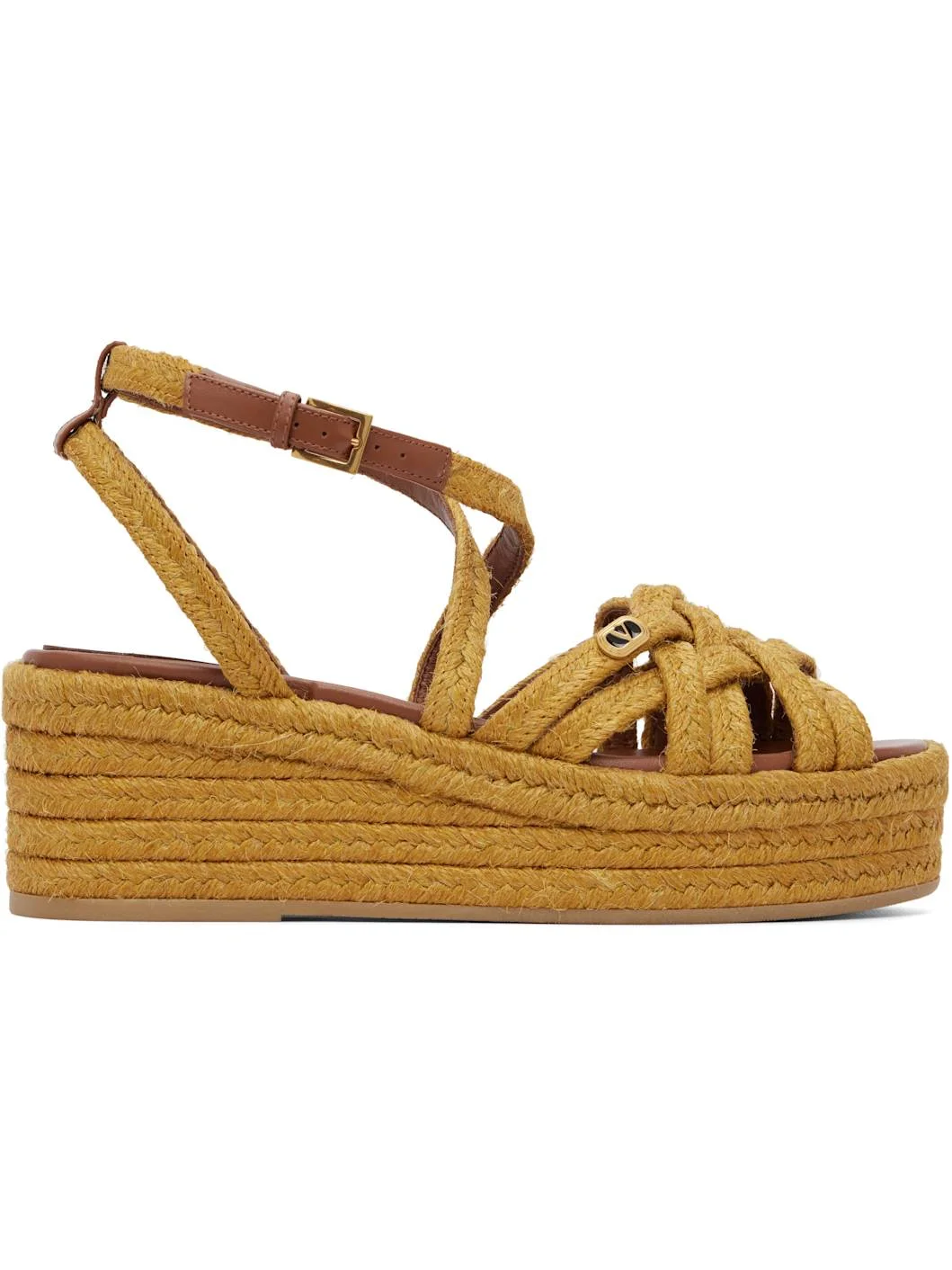 Tan Bribri Flatform Espadrilles Heeled Sandals - 1