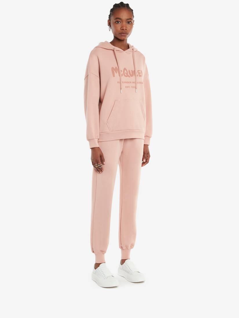 Mcqueen Graffiti Hooded Sweatshirt in Rose Pink - 3