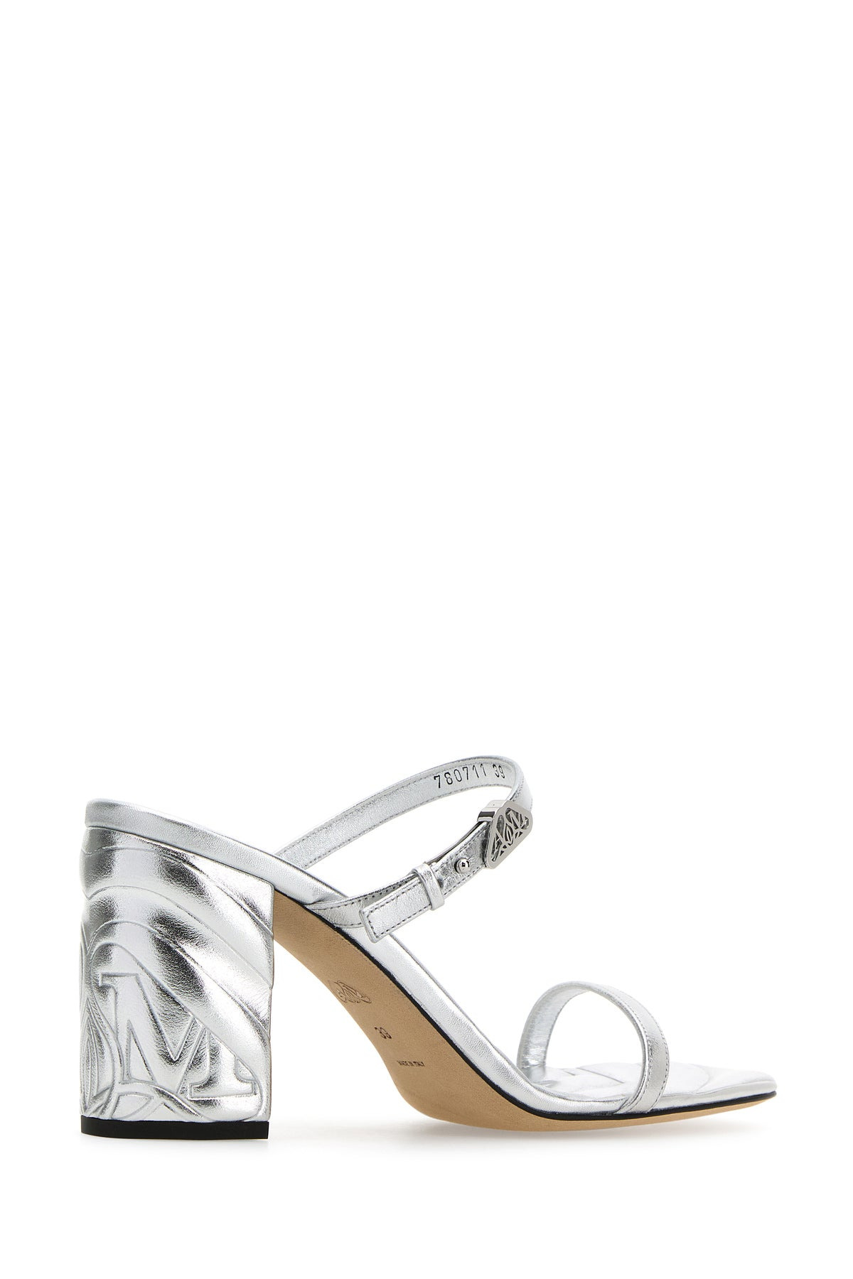 Silver leather Seal mules - 3