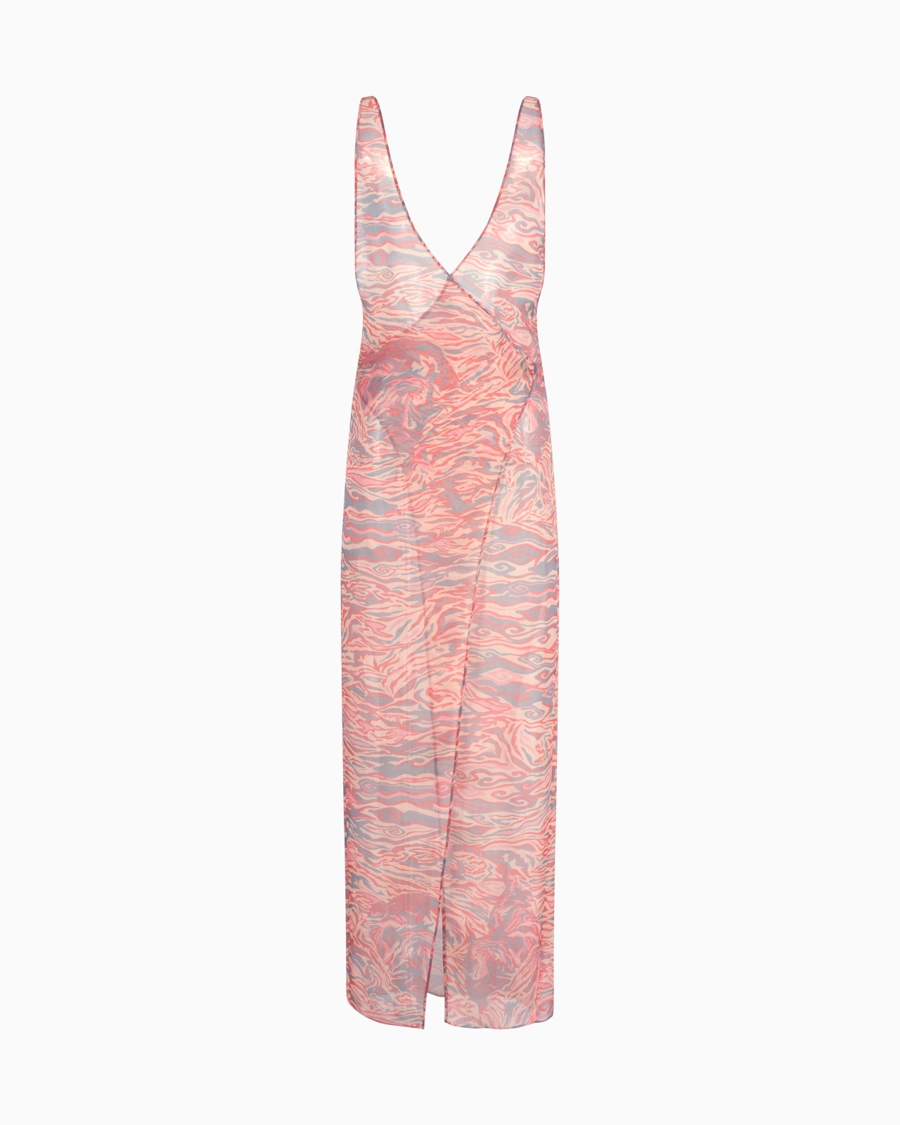 PRINTED SILK ORGANZA LONG DRESS - 1