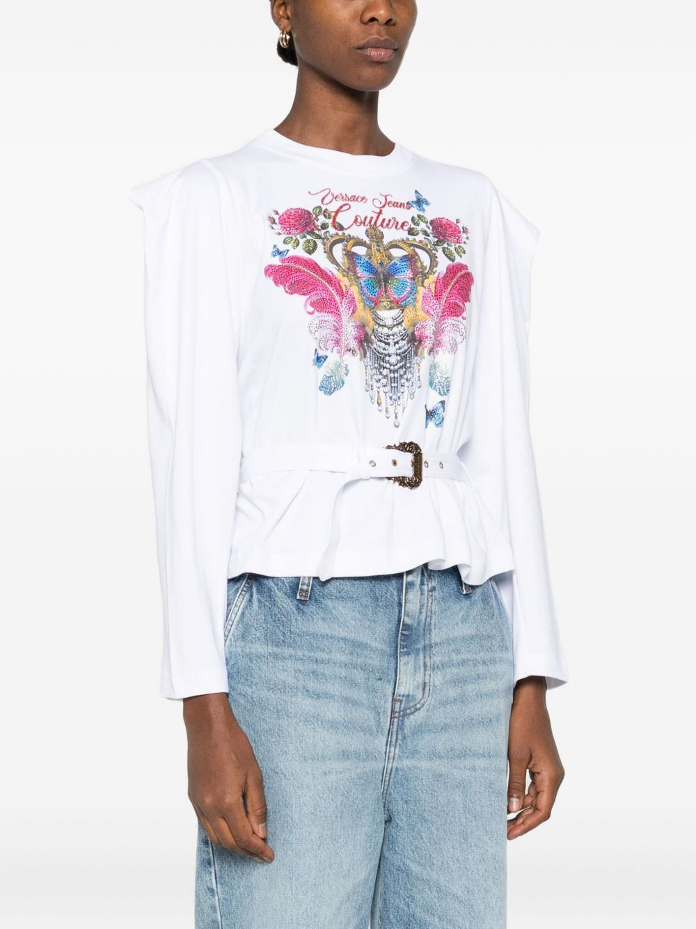 printed belted blouse - 3