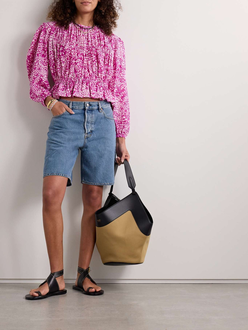 Isabel Marant Gelina gathered printed silk-blend crepe blouse outlook