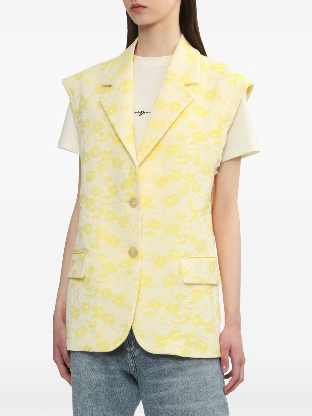 floral jacquard vest - 3