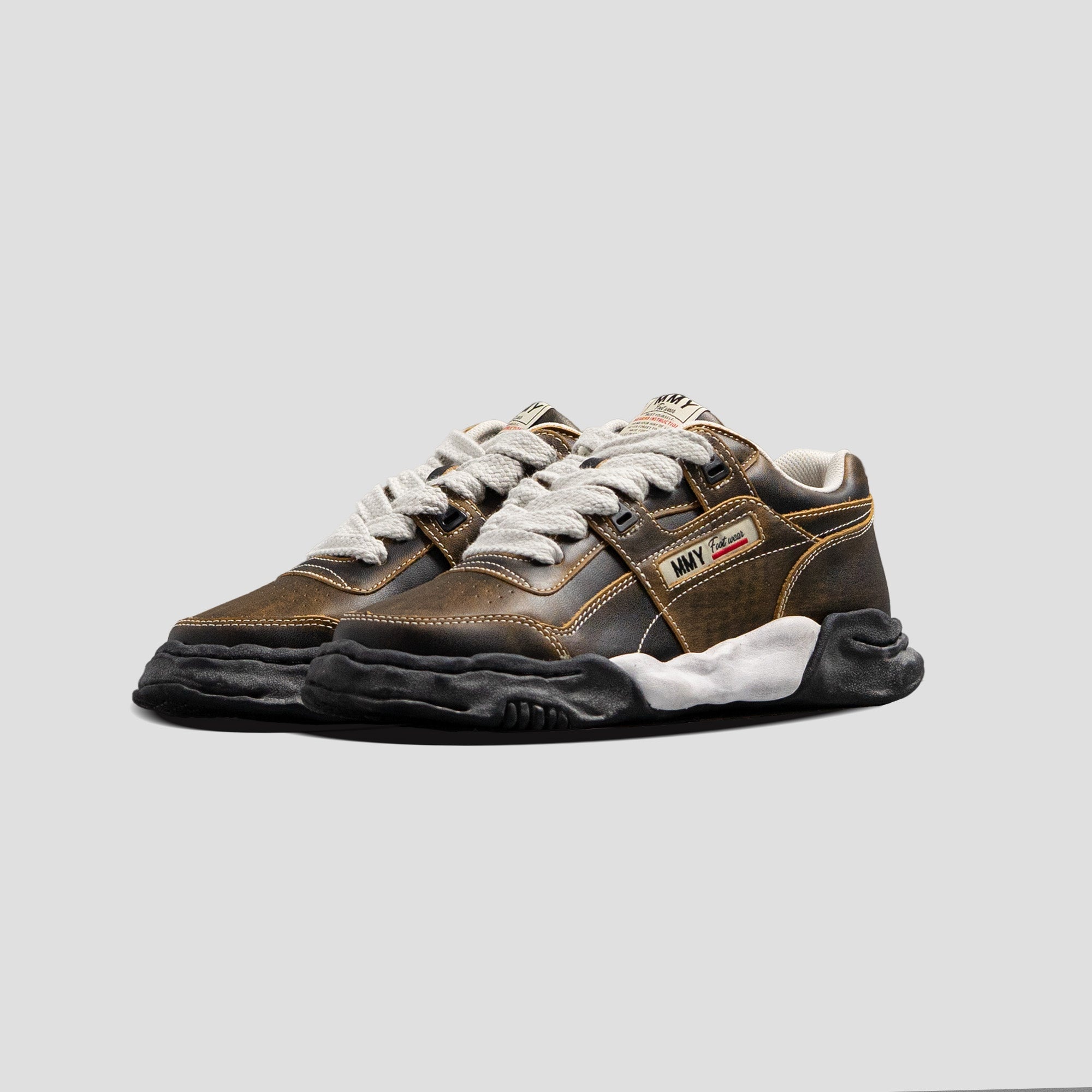 PARKER OG SOLE LOW-TOP VINTAGE TREATMENT LEATHER SNEAKERS - 2