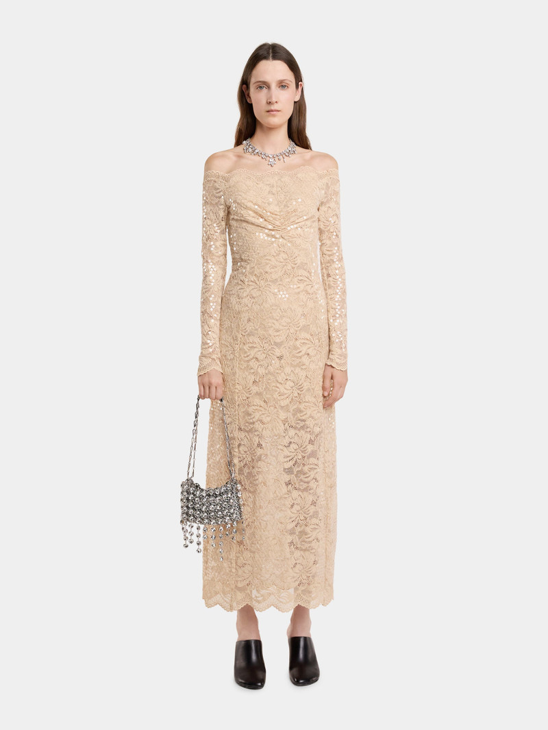 LONG DRESS IN SEQUIN-EMBROIDERED LACE - 1