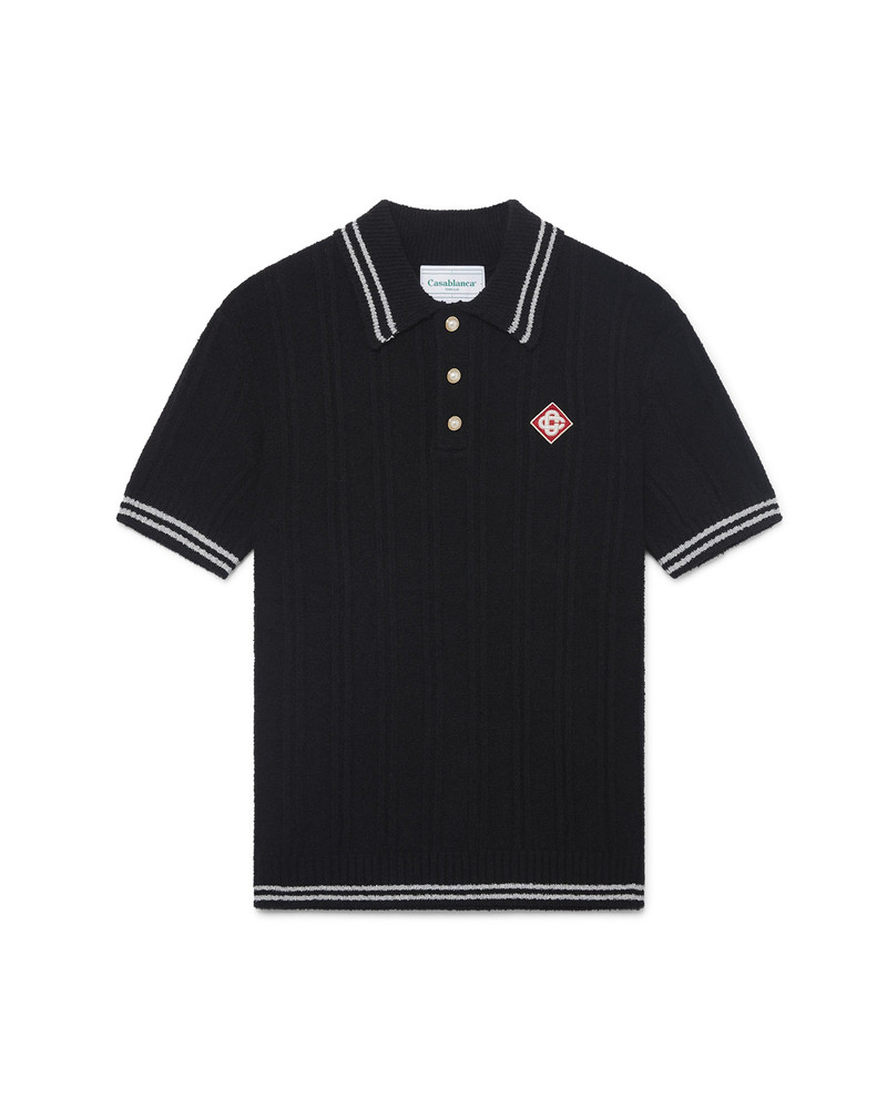 Silver Trim Boucle Polo Shirt | Casablanca Paris 1