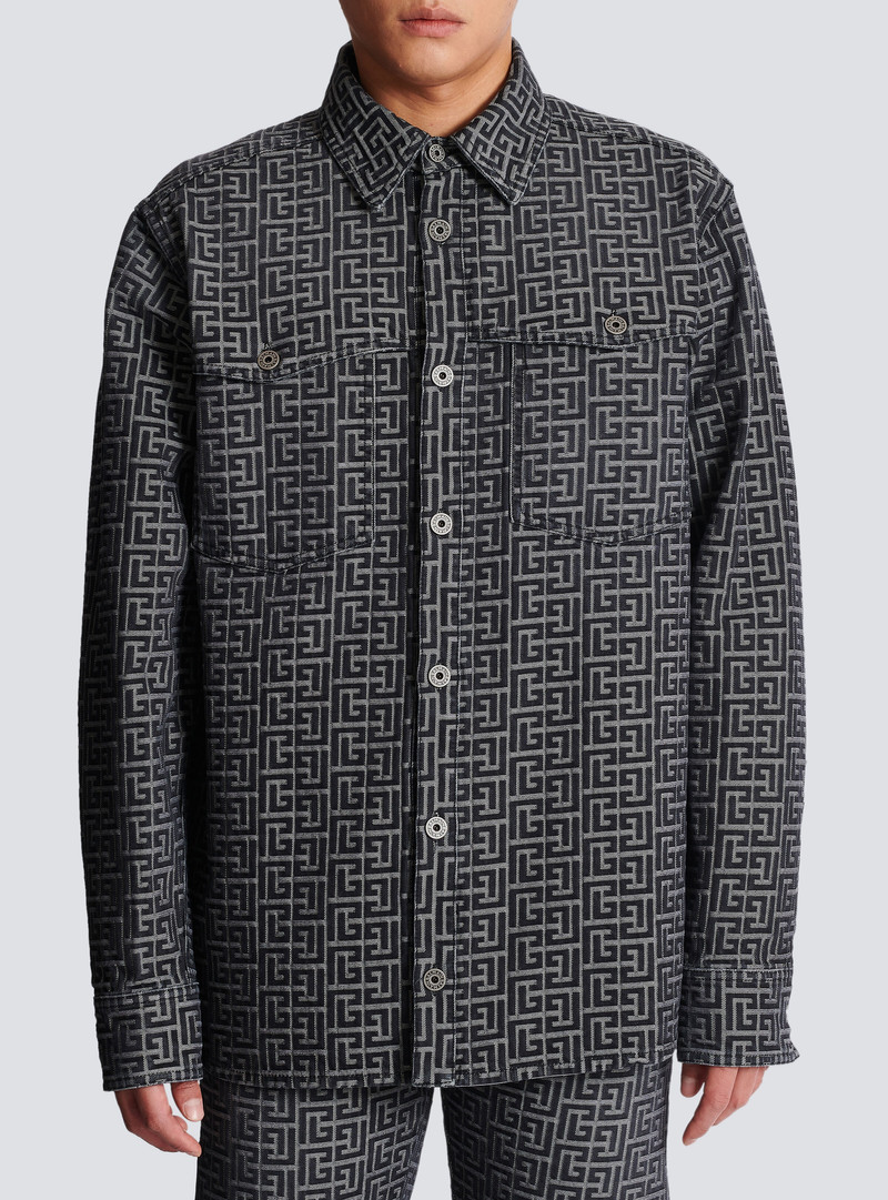 Monogrammed jacquard denim shirt 5