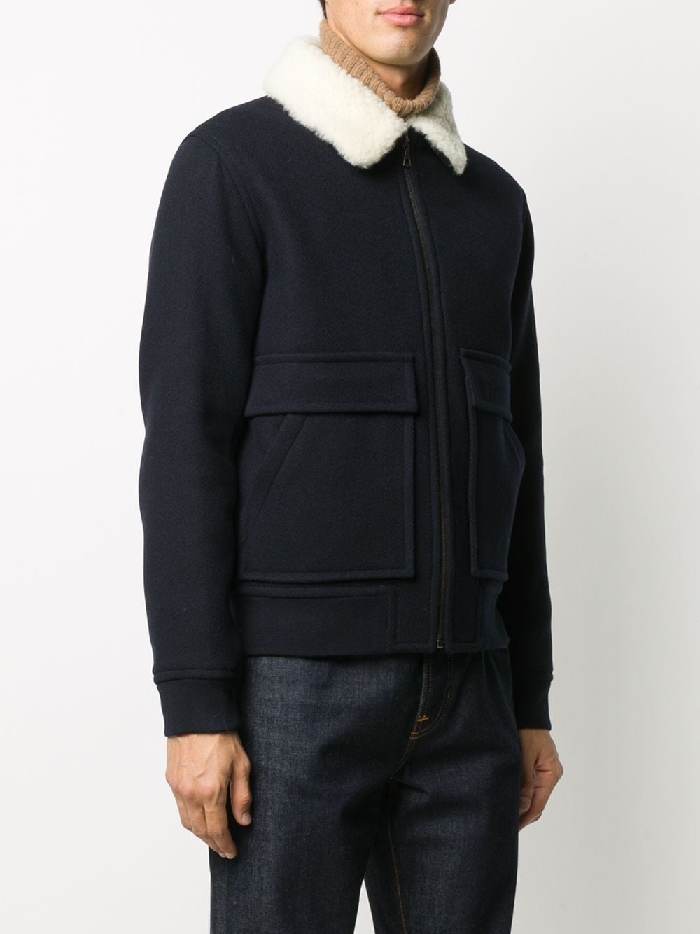 long-sleeve shearling jacket - 3