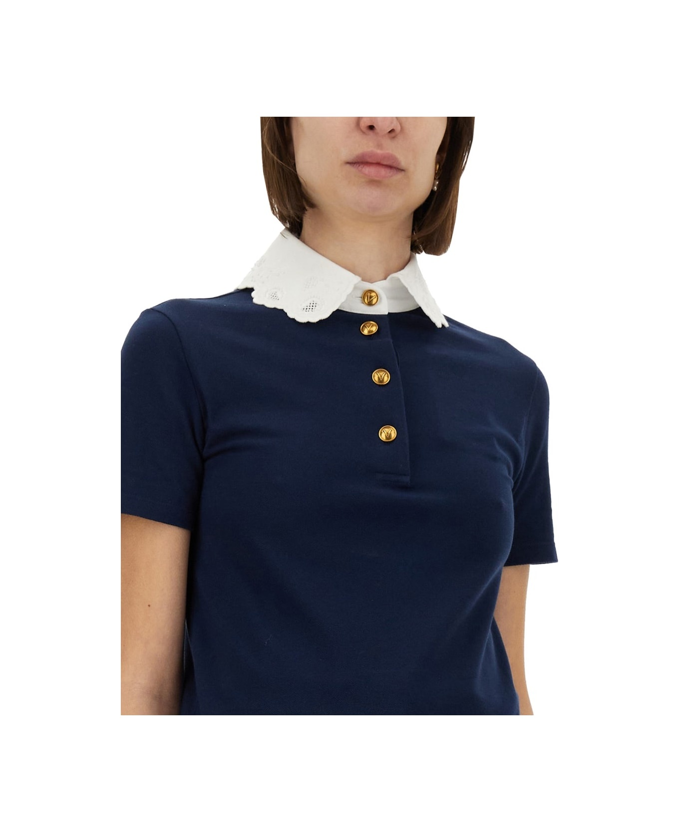 Embroidered Cotton Sweatshirt Polo Shirt - 4