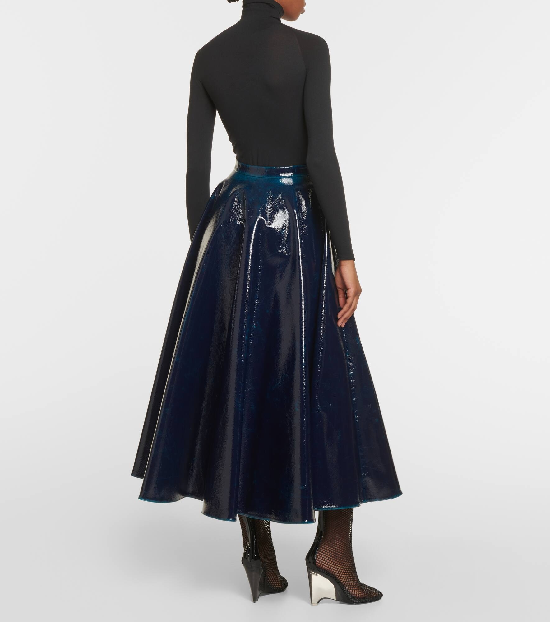 Coated wool-blend midi skirt - 3