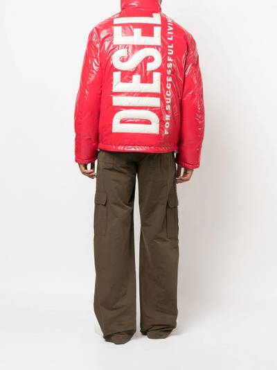 Diesel logo-print funnel neck jacket outlook