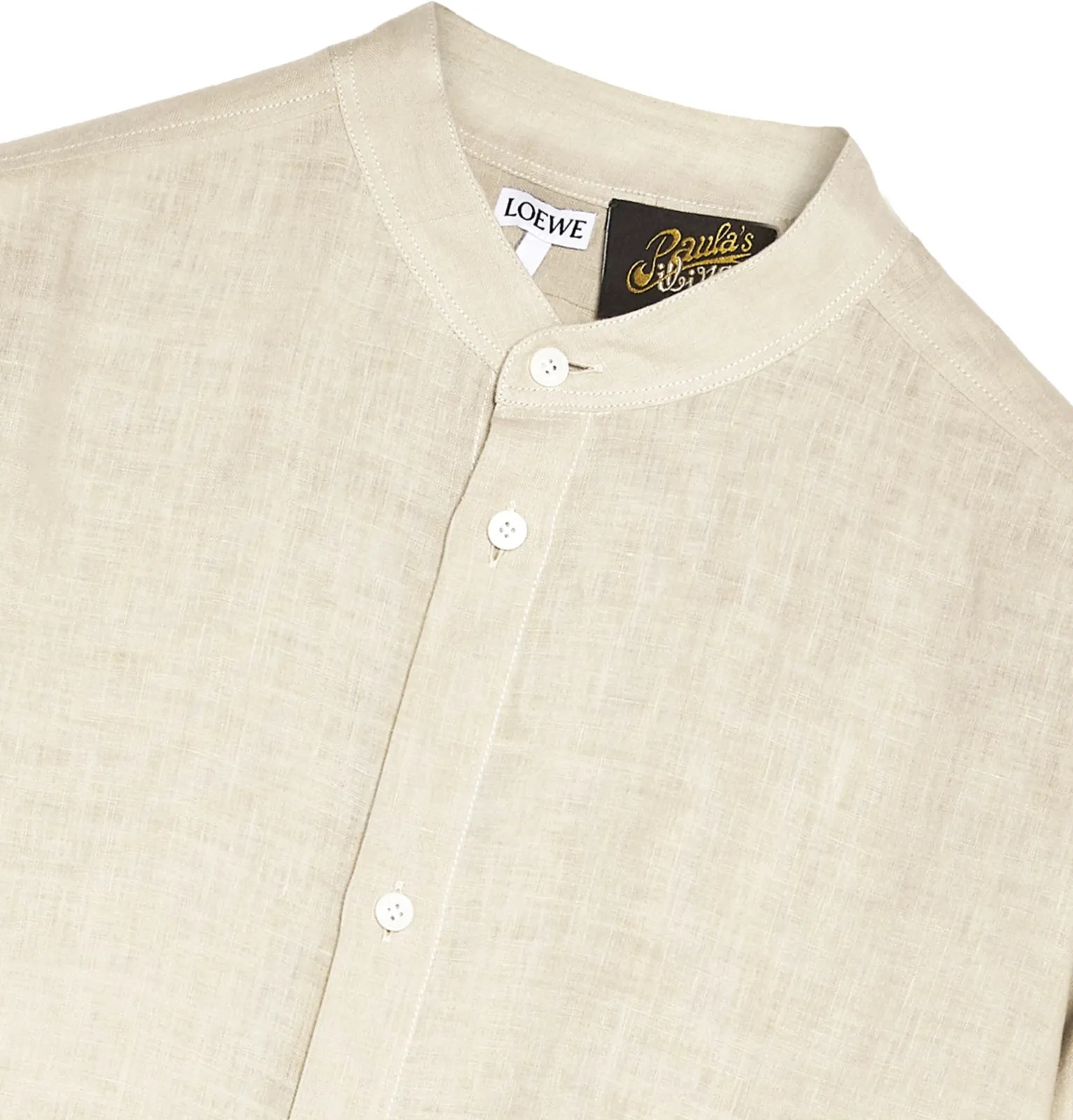 + Paula's Ibiza Grandad-Collar Logo-Embroidered Linen and Cotton-Blend Shirt - 2