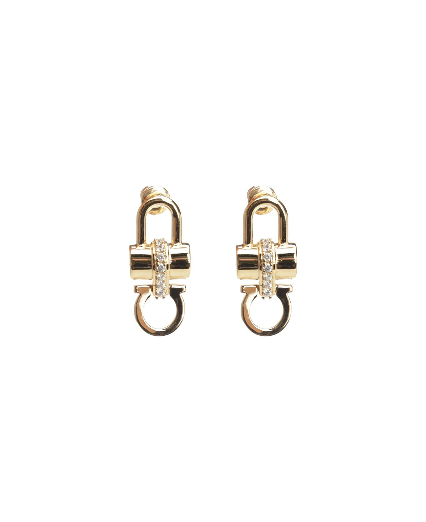 Crystal Embellished Padlock Earrings - 1