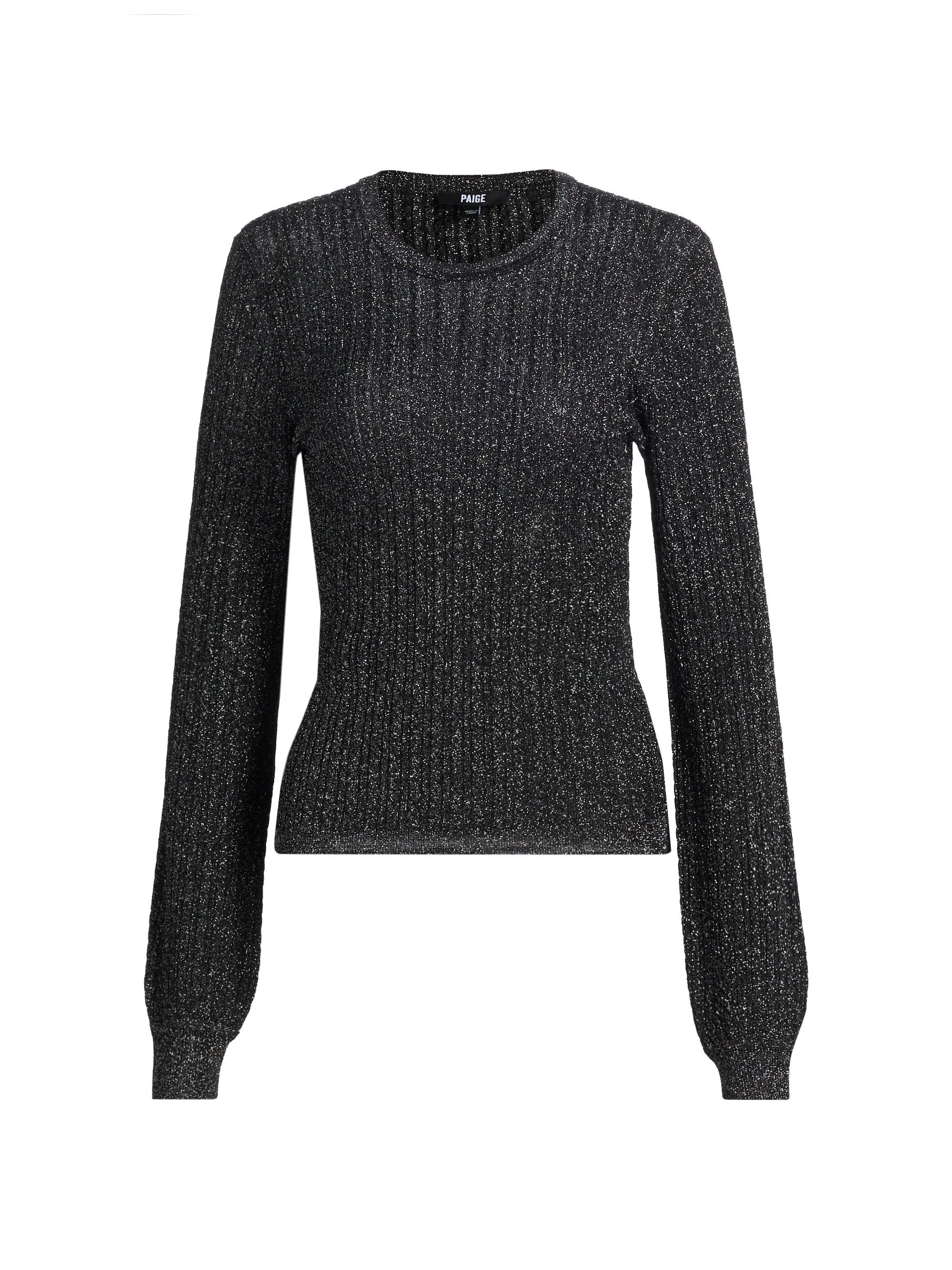 Women's Adela Metallic Rib-Knit Sweater - Black - 1