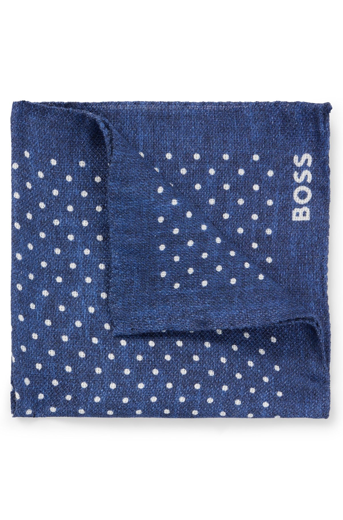 PRINTED POCKET SQUARE IN LINEN AND COTTON - 1