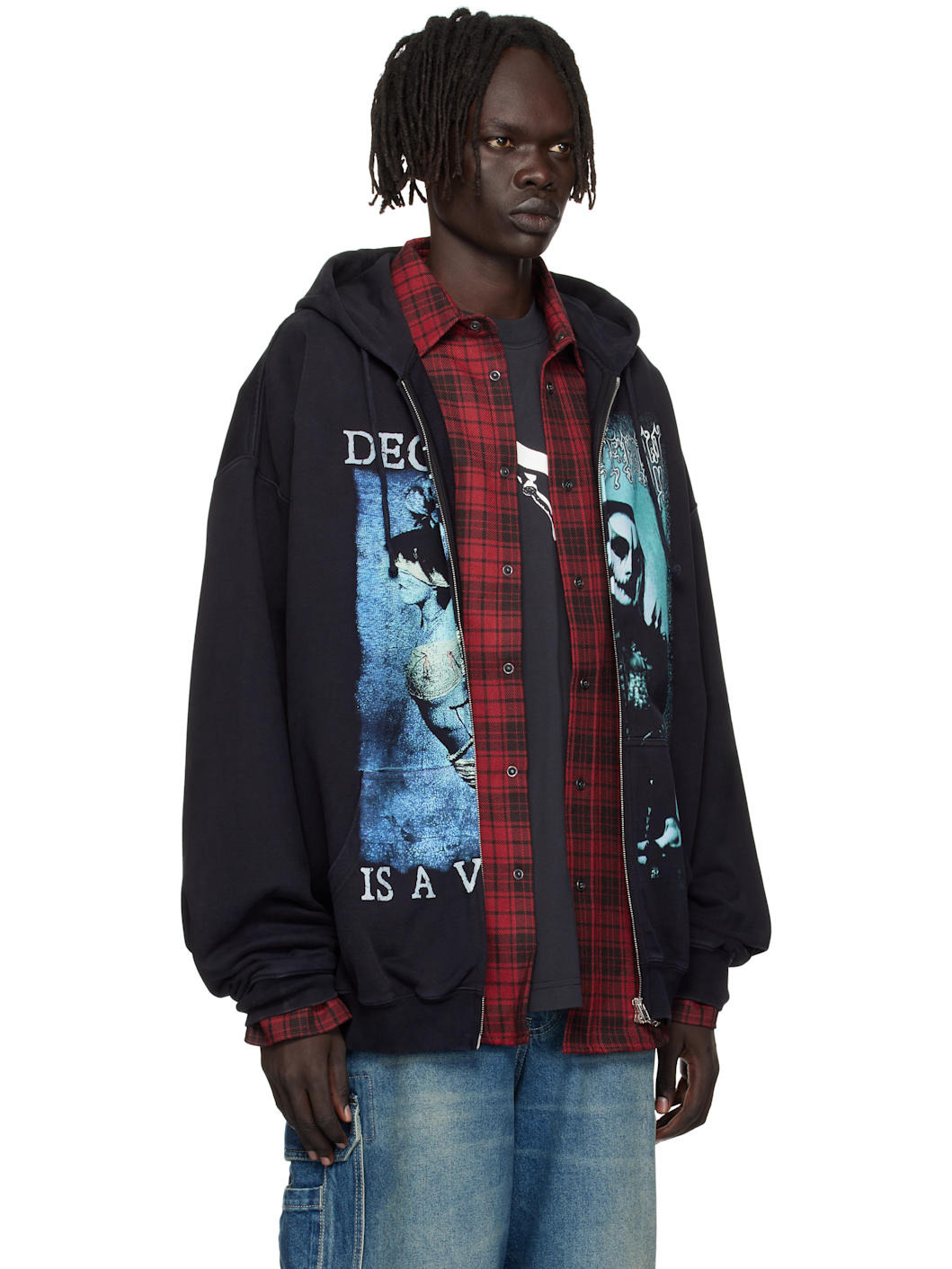 Black Cradle of Filth Cut-Up Oversized Zip-Up Hoodie - 2