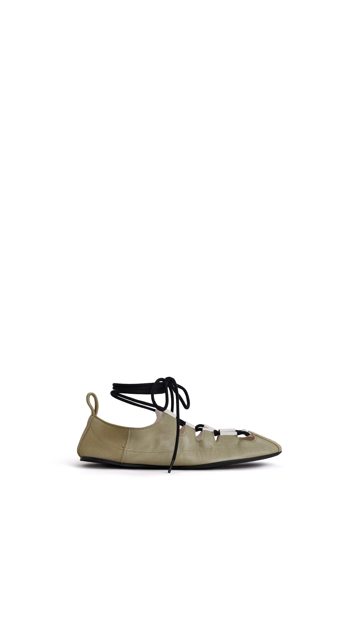 FOLD LACED FLATS IN LEATHER - 1