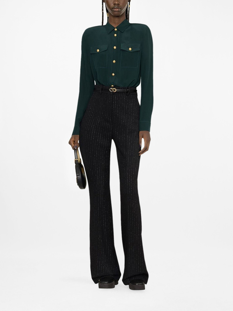 Balmain striped wool-blend flared trousers outlook