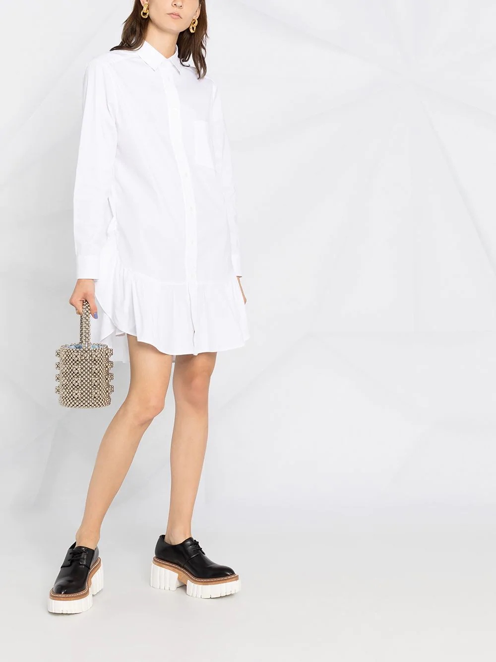 peplum-hem shirt dress - 2