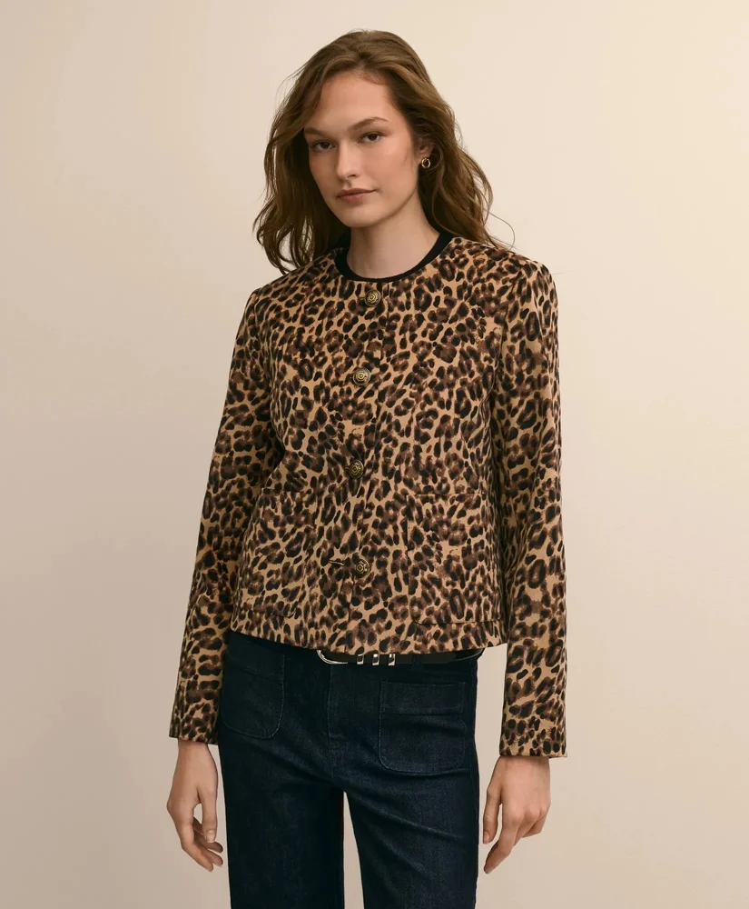 Velveteen Leopard Motif Jacket - 1