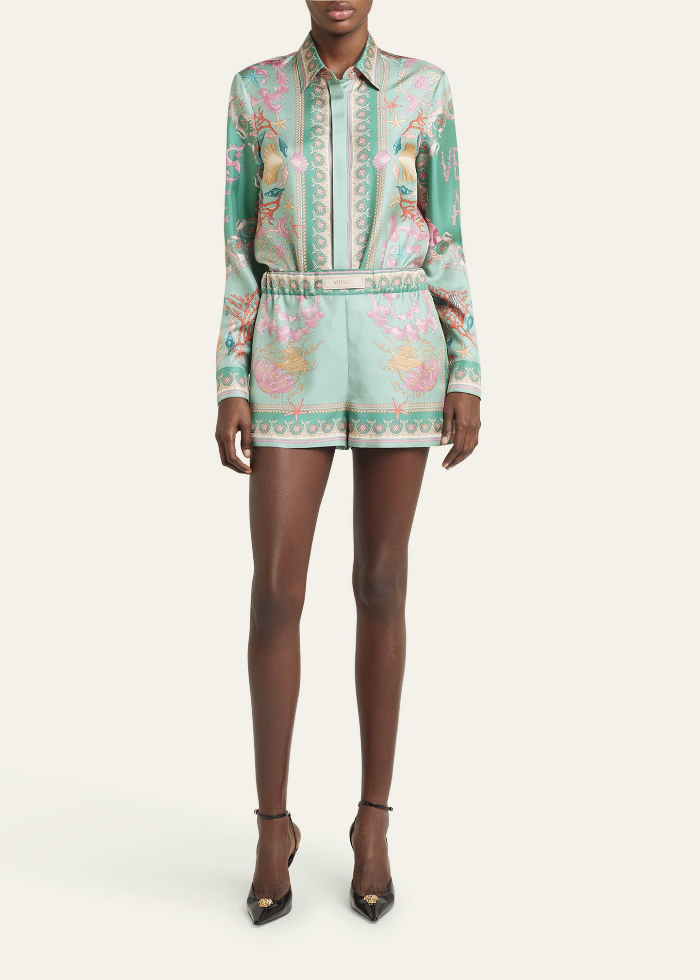 Underwater Barocco Foulard Silk Twill Shorts - 2