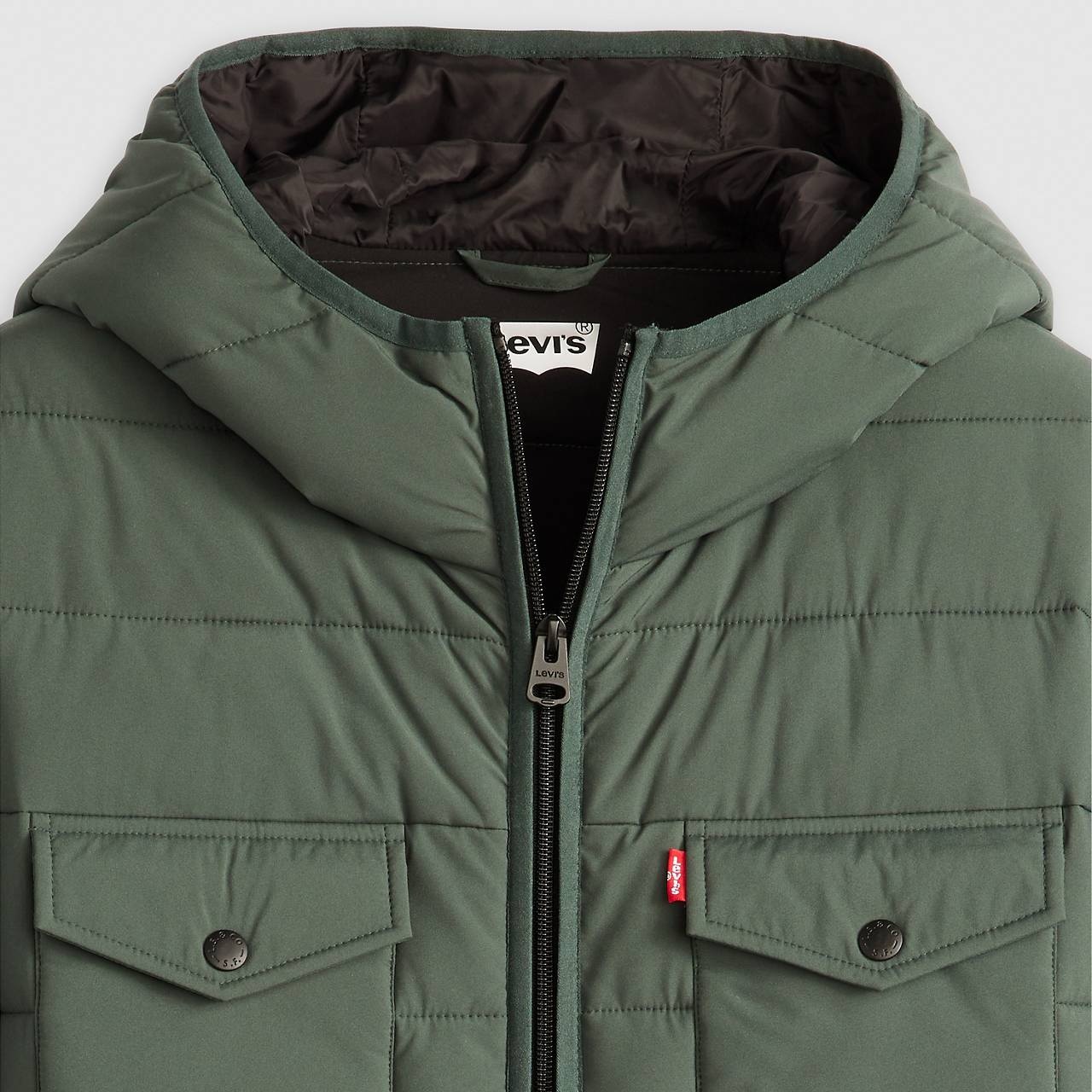 HOODED 2 CHEST POCKET PUFFER JACKET - 4