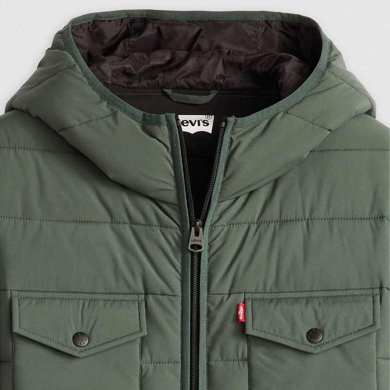 HOODED 2 CHEST POCKET PUFFER JACKET 4