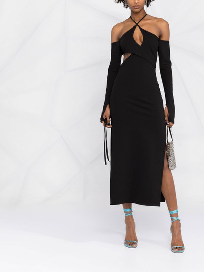 THE ATTICO cold-shoulder halterneck asymmetric gown outlook