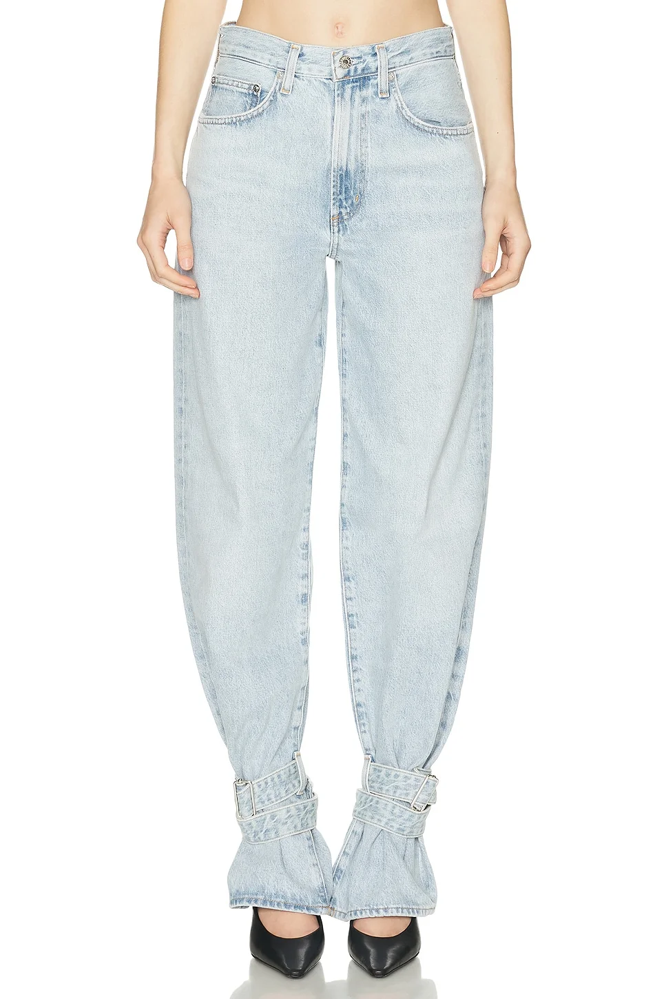 Cinched Hem Loose Taper Jeans - 1