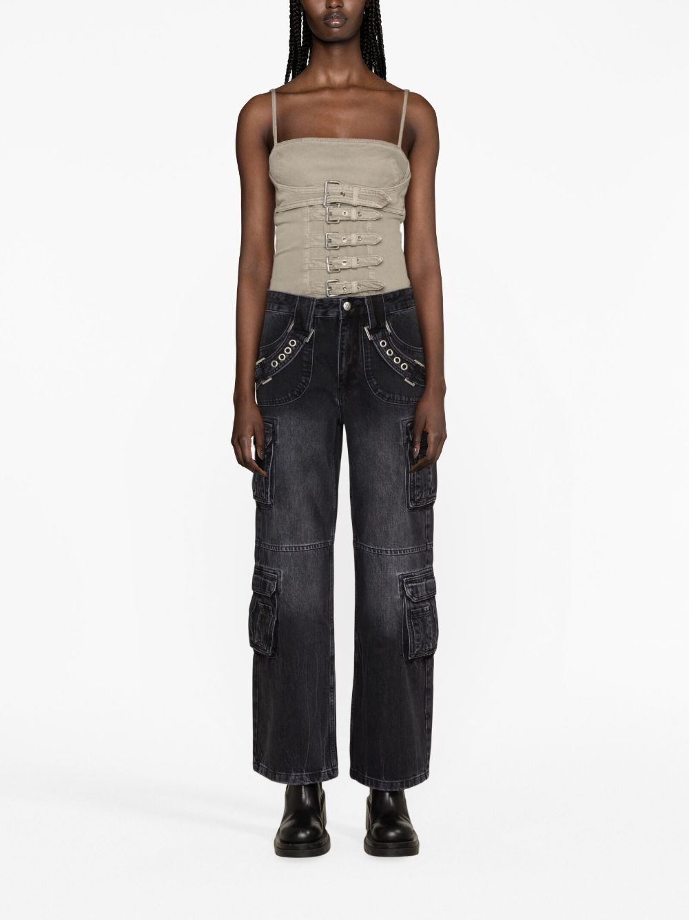 Harness Strap cargo jeans - 2