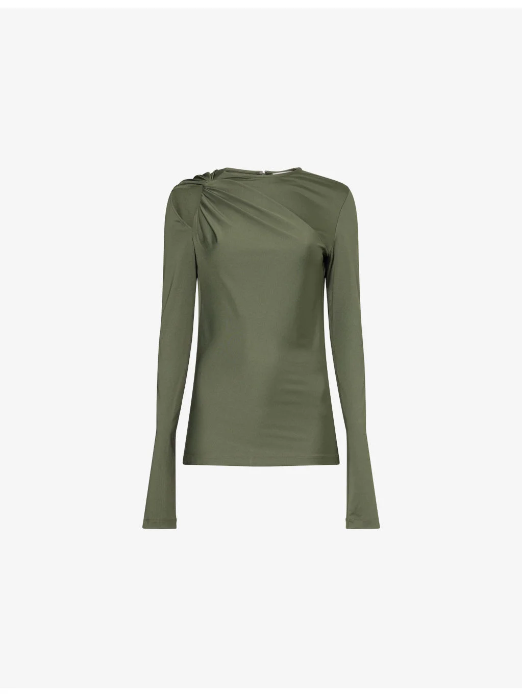 Twist Armhole Long-Sleeve Satin Top - 1