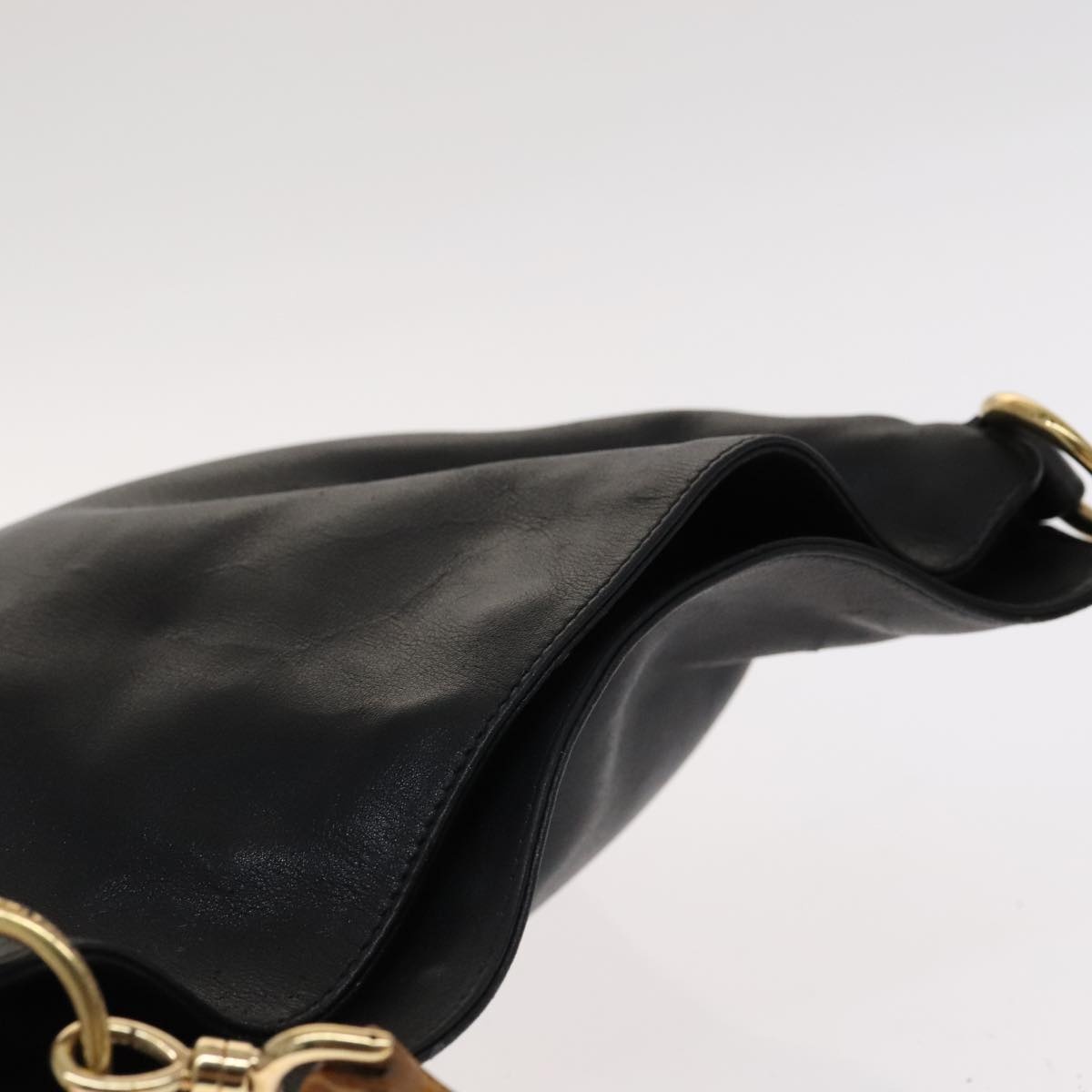 GUCCI Bamboo Hand Bag Leather Black Gold 001 1705 001 1705 - 6