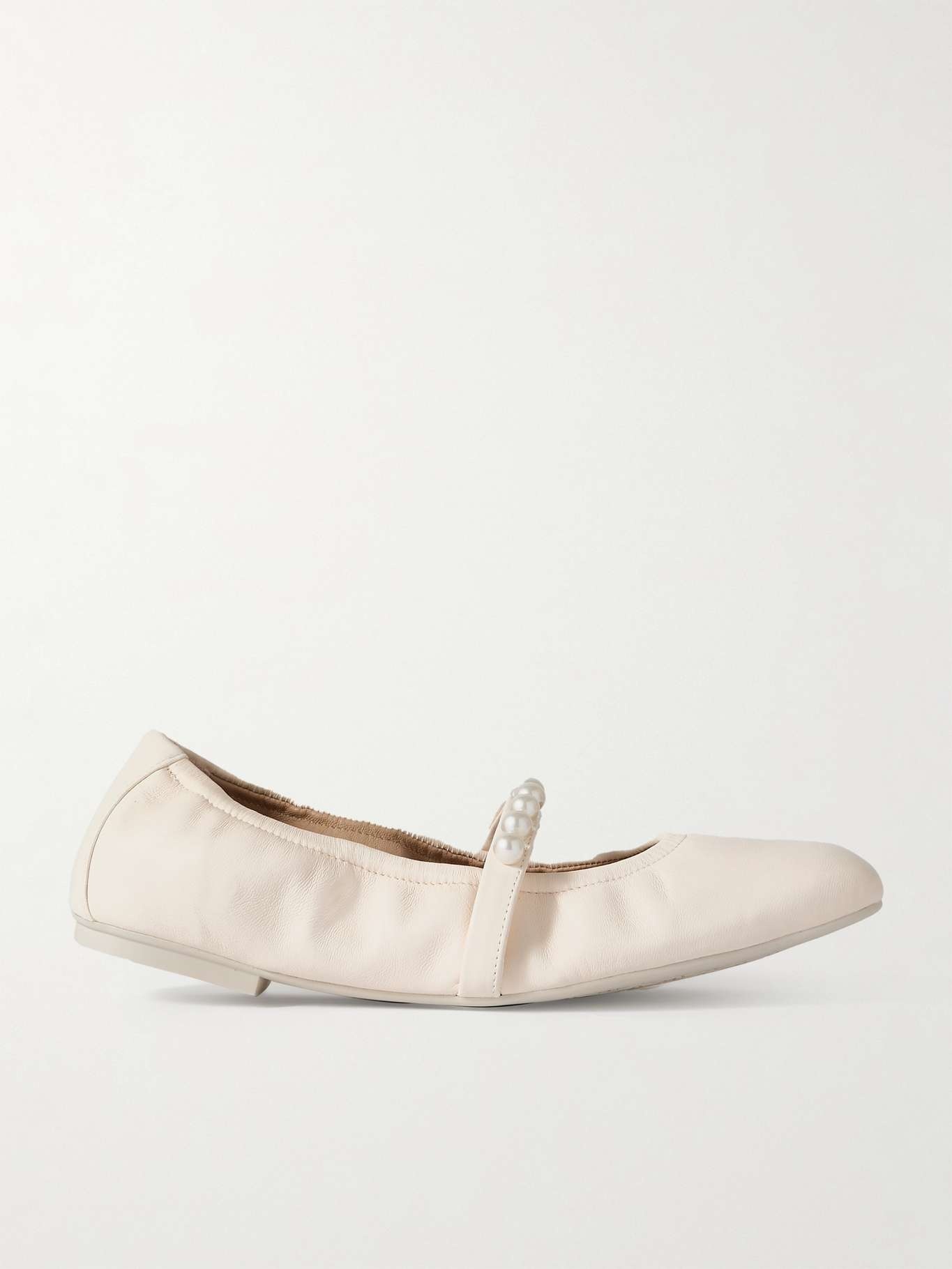 Goldie faux pearl-embellished leather ballet flats - 1