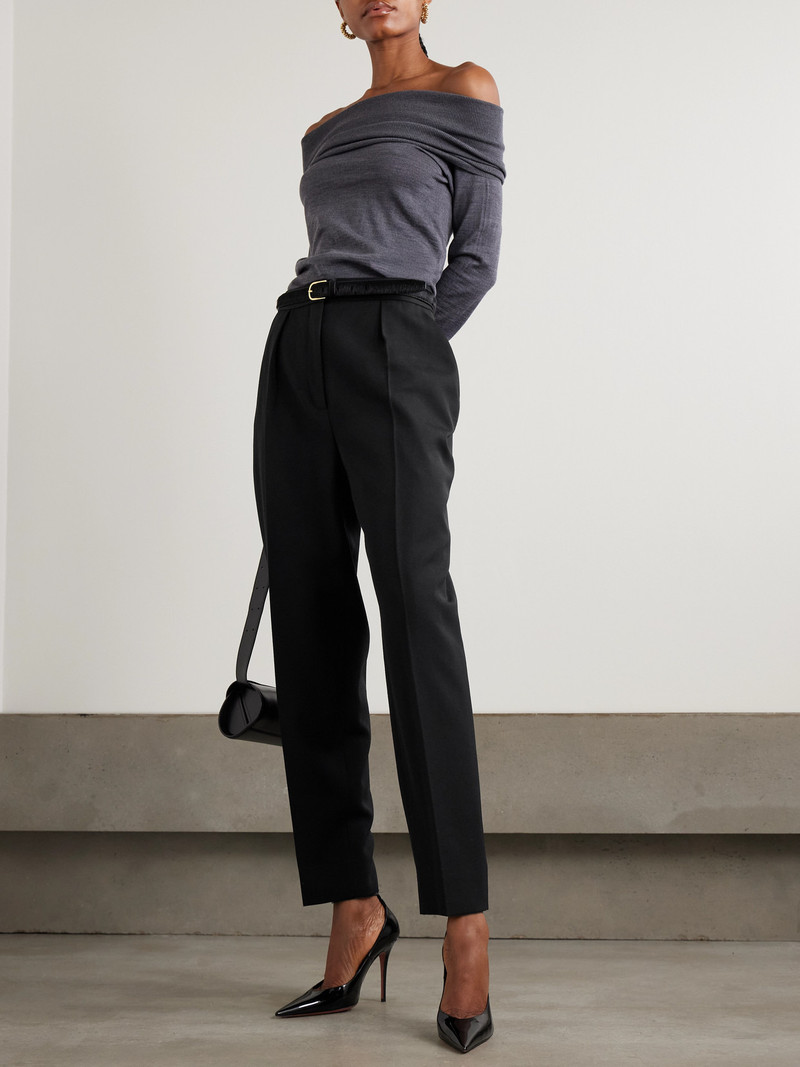 Balmain Pleated Grain De Poudre Wool Tapered Pants outlook