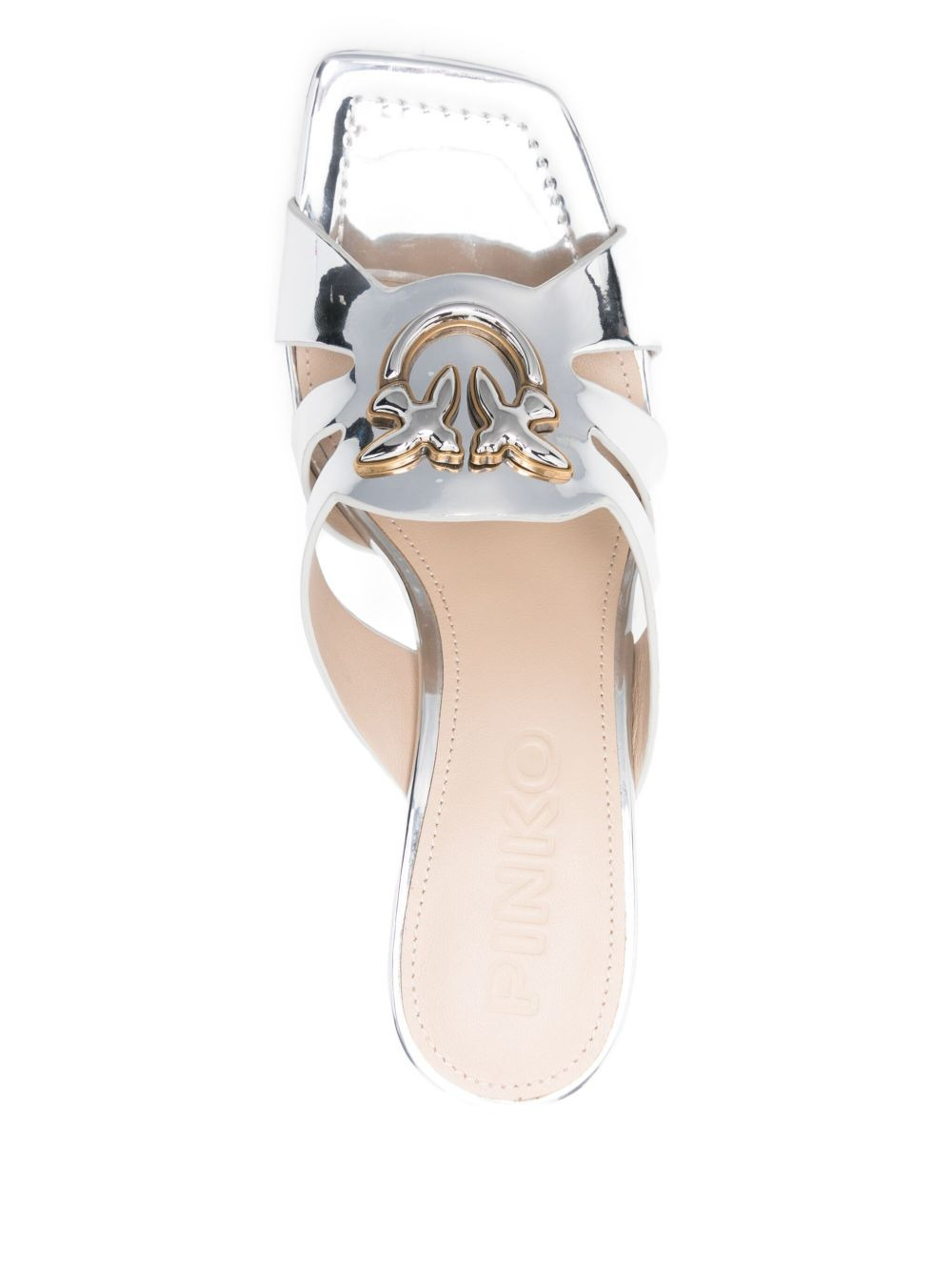 85mm metallic-leather logo-plaque sandals - 4