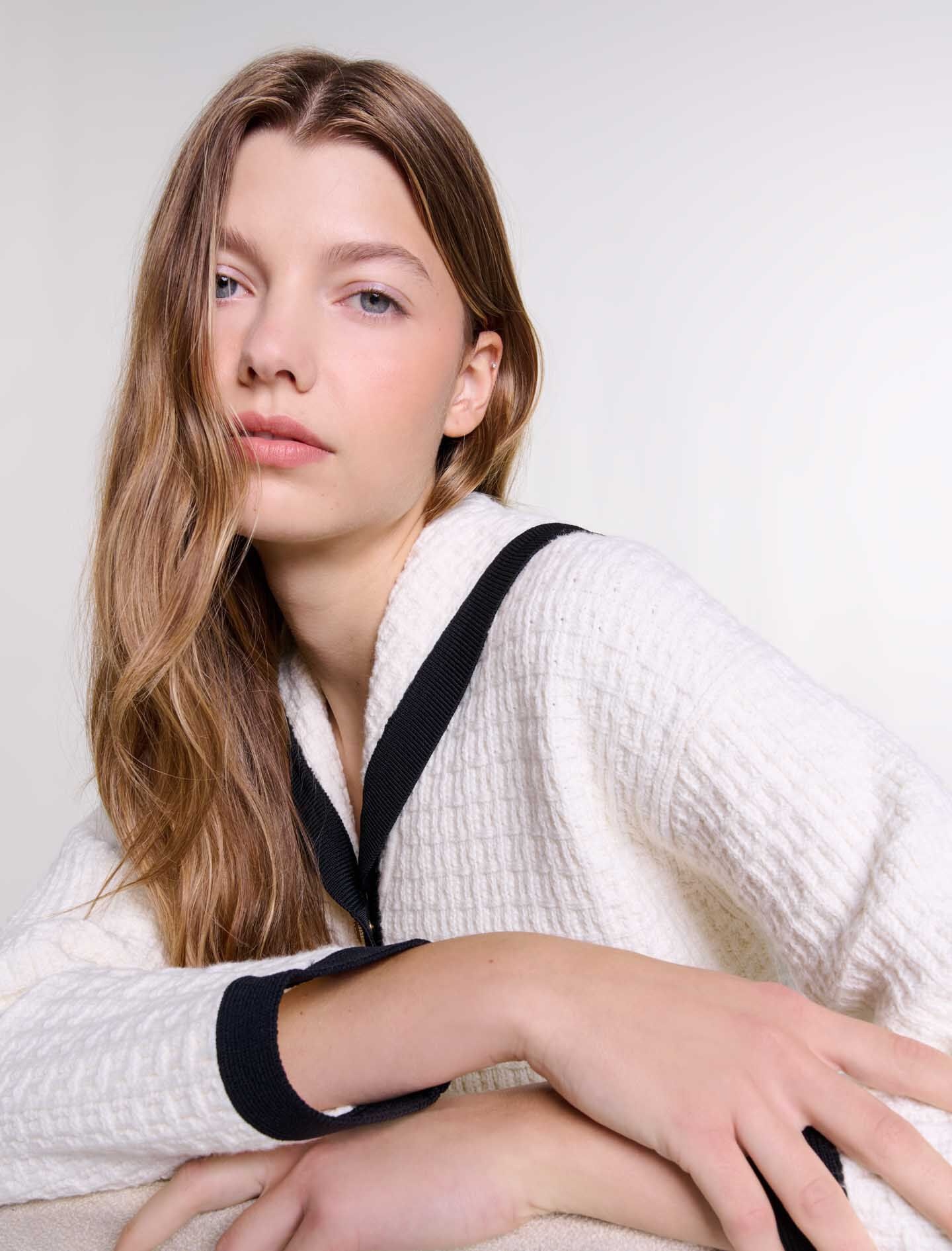 Contrast collar cardigan - 8