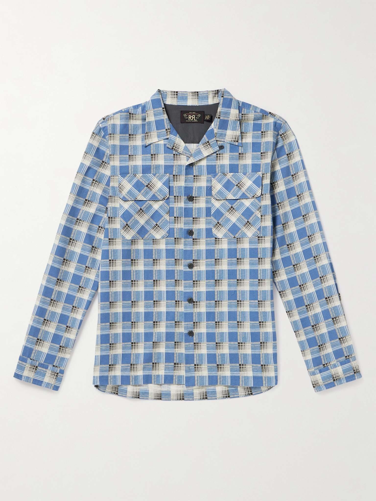 Convertible-Collar Checked Cotton-Flannel Shirt - 1