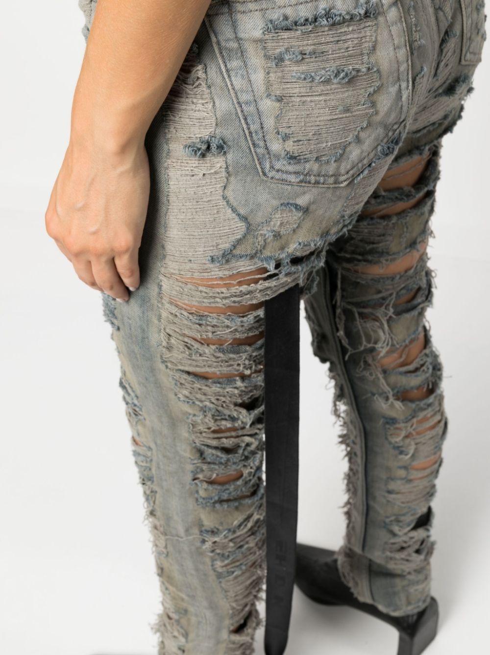 distressed-finish slim-cut jeans - 5