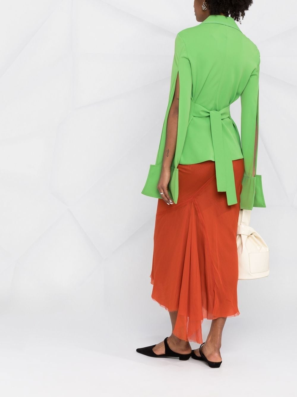 oversized cuffs ruched shirt - 6