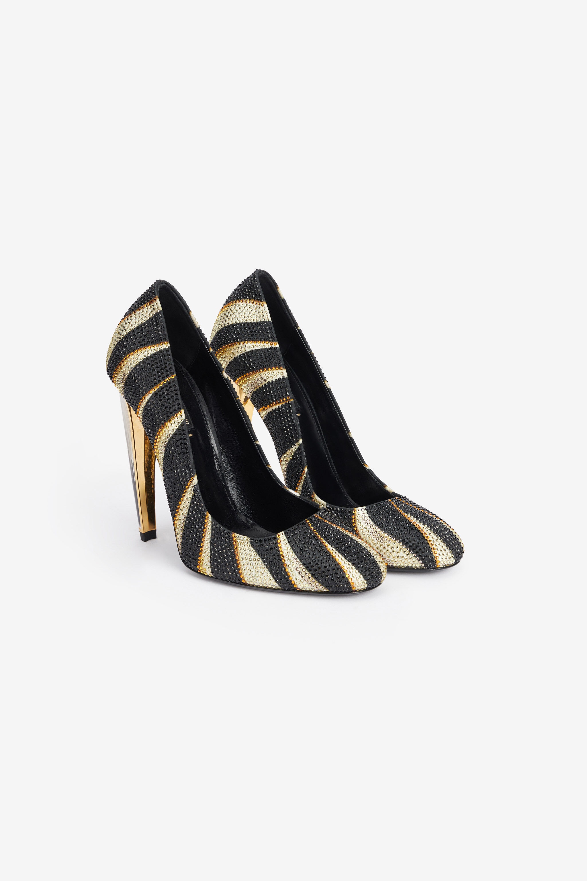Print Satin Pumps with Rhinestones - 2