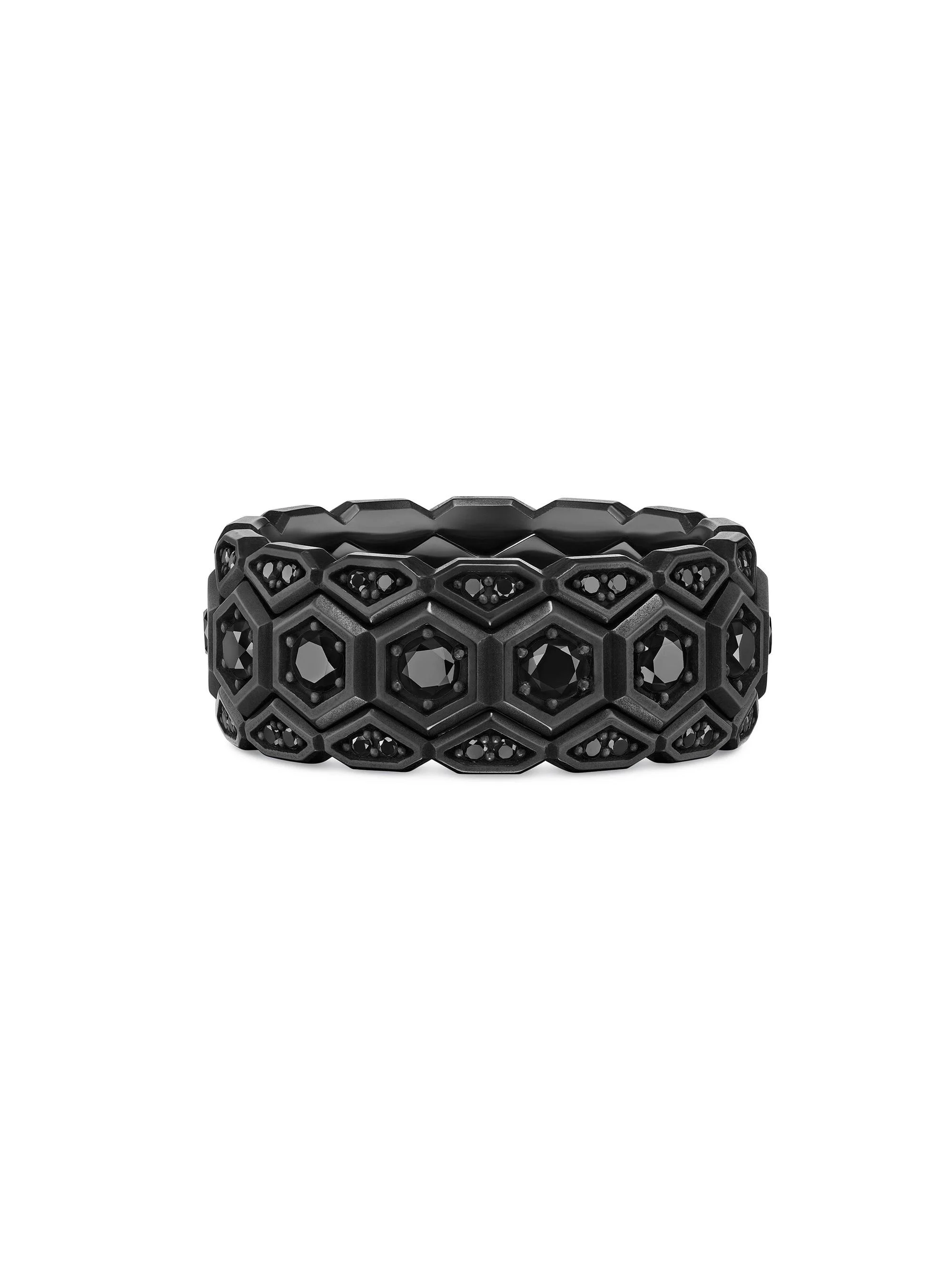 Men's Hex Stack Ring in Black Titanium - Black Diamond - 1